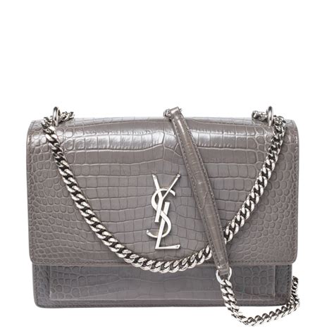 ysl white sunset bag|ysl sunset bag croc grey.